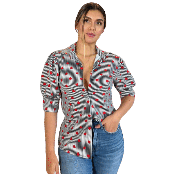 BLUSA CORAZONES NEGRA