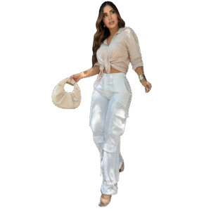PANTALÓN CARGO SATÍN BLANCO