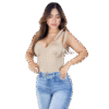 BODY LYCRA EFECTO SATÍN BEIGE