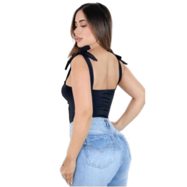 BODY LYCRA EFECTO SATÍN NEGRO