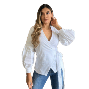 BLUSA MOÑO CON MANGA BOMBACHA