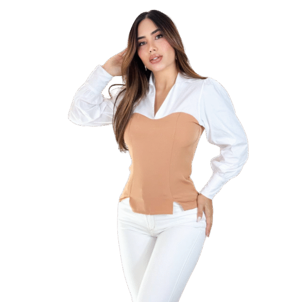 Blusa combinada popelina + armany