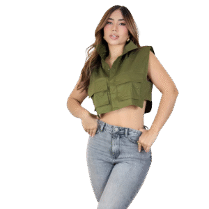 CHALECO CROP CON BOLSILLOS
